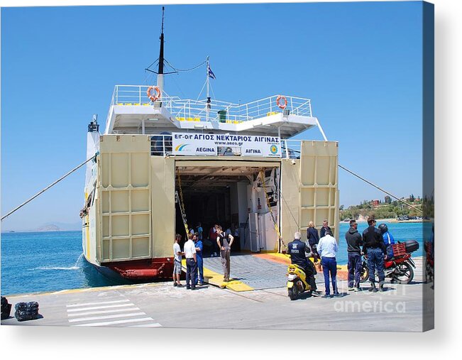 Aegina Acrylic Print featuring the photograph Agios Nektarios ferry on Aegina by David Fowler