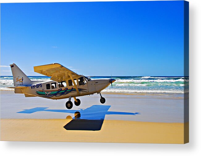 Air Acrylic Print featuring the photograph Air Fraser Island landing by Andrei SKY