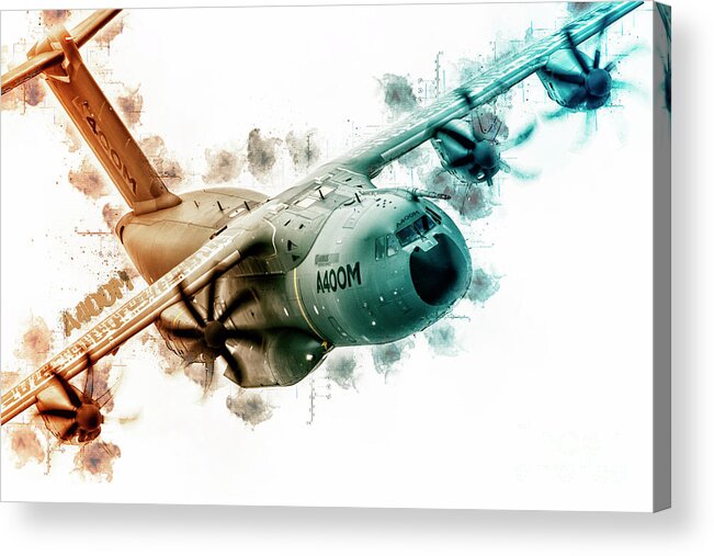 Airbus Acrylic Print featuring the digital art Airbus A400M - Tech by Airpower Art
