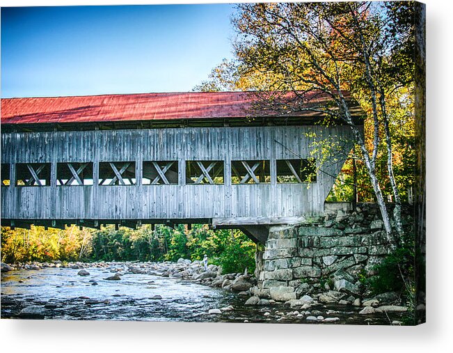 #jefffolger #vistaphotography Acrylic Print featuring the photograph Albany covered bridge in autumn by Jeff Folger