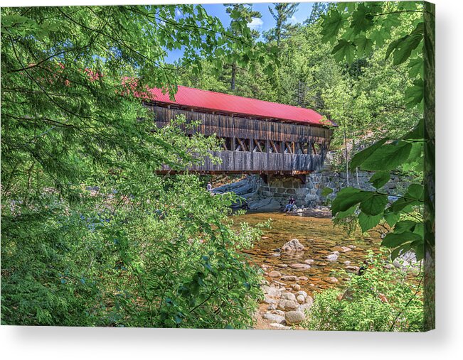 Albany Covered Bridge Through The Trees Acrylic Print featuring the photograph Albany Covered Bridge Through The Trees by Brian MacLean