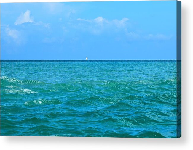Sailboat Acrylic Print featuring the photograph Alone at Sea by Mary Ann Artz