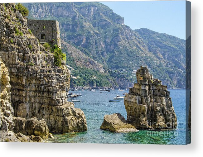 Positano Acrylic Print featuring the photograph Amalfi fortress by Maria Rabinky