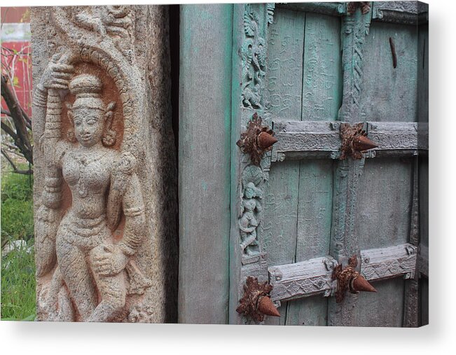 Deity Acrylic Print featuring the photograph Amazing Door and Column, Fort Kochi by Jennifer Mazzucco