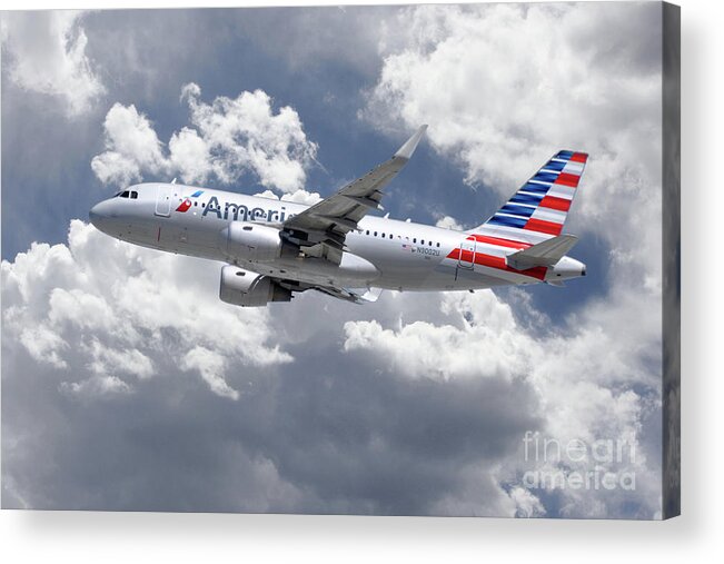 Airbus Acrylic Print featuring the digital art American Airlines Airbus A319 by Airpower Art