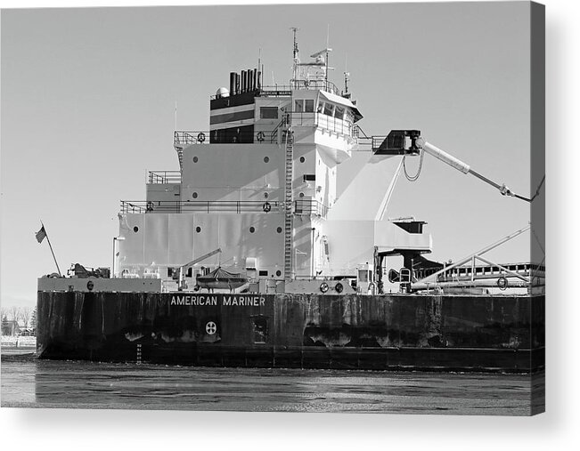 American Mariner Bulk Cargo Acrylic Print featuring the photograph American Mariner Detail 1 BW.jpg by Mary Bedy