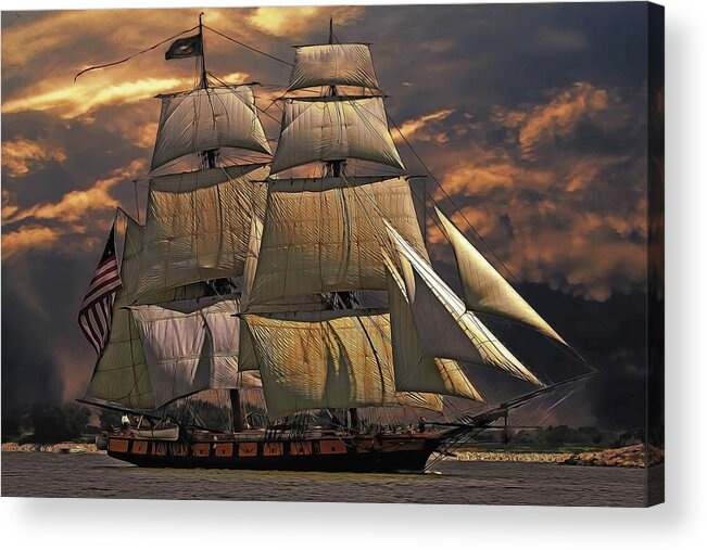 America's Ship Acrylic Print featuring the painting America's Ship by Harry Warrick
