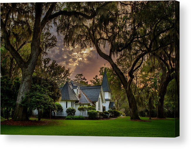 Christ Church Acrylic Print featuring the photograph Amongst Mighty Oaks by Chris Bordeleau