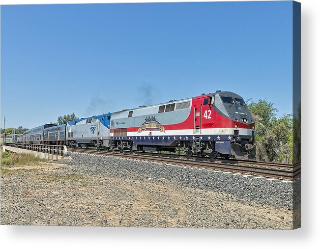 Amtrak Acrylic Print featuring the photograph Amtrak 42 Veteran's Special by Jim Thompson