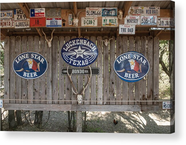 Texas Acrylic Print featuring the photograph An eclectic display in Luckenbach by Carol M Highsmith