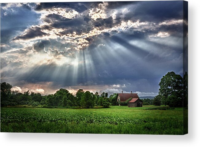 Barn Acrylic Print featuring the photograph And The Heavens Opened 1 by Mark Fuller