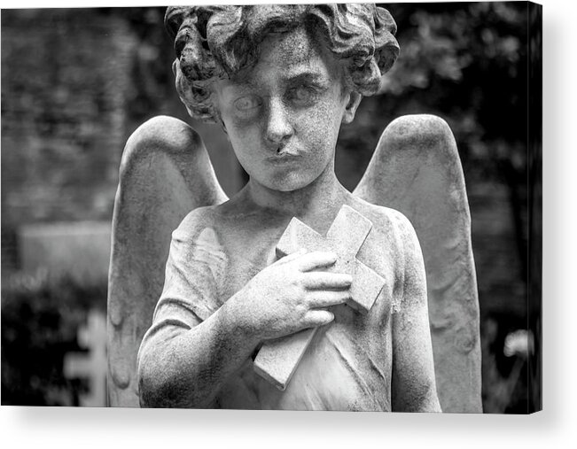 Cemetery Acrylic Print featuring the photograph Angel and Cross by Sonny Marcyan