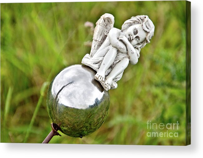 Photograph Acrylic Print featuring the photograph Angel on her Silver Ball by Adriana Zoon