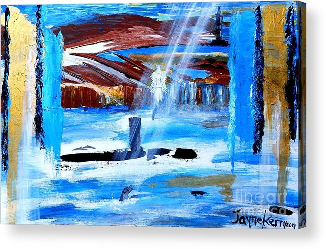 Angel Canvas Print Acrylic Print featuring the painting Angel over Water by Jayne Kerr