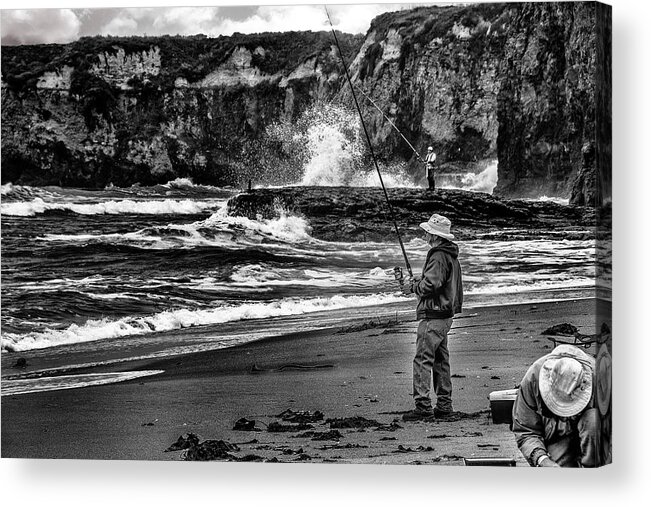  Acrylic Print featuring the photograph Angler on the Beach by Patrick Boening