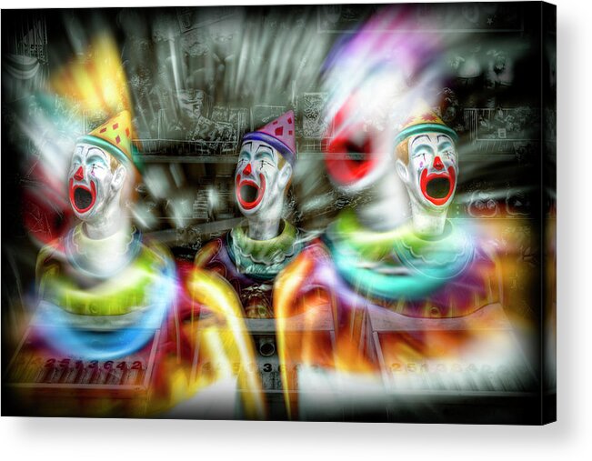 Amusement Acrylic Print featuring the photograph Angry Clowns by Wayne Sherriff
