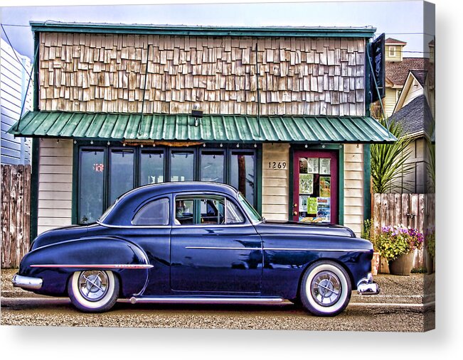 Florence Oregon Acrylic Print featuring the photograph Antique Car - Blue by Carol Leigh