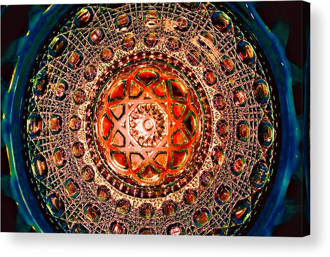 Glass Acrylic Print featuring the photograph Antique Glass Bowl Detail I by James Stoshak