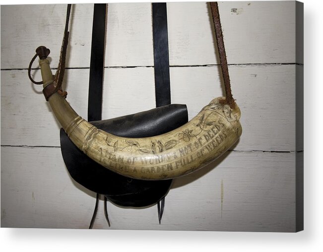 Powder Horn Acrylic Print featuring the photograph Antique Powder Horn by Sally Weigand