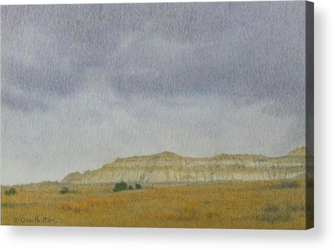 North Dakota Acrylic Print featuring the pastel April in the Badlands by Cris Fulton