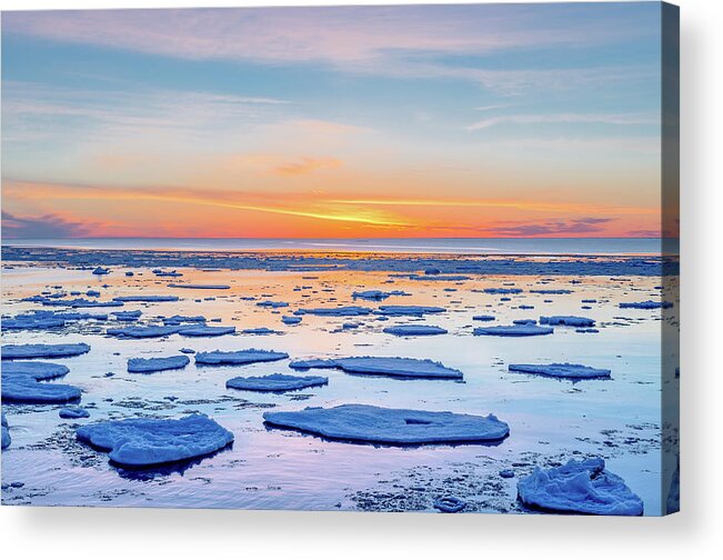 Agate Beach Acrylic Print featuring the photograph April Sunset Over Lake Superior by Gary McCormick