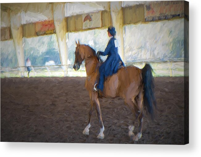Arabian Dressage # Arabian # Horse Show # Van Gogh Style # Impressionism # Equestrian # Horse Show # Dressage # Florida Equestrian Show # Florida # Dressage Top Hat Acrylic Print featuring the photograph Arabian Dressage by Louis Ferreira