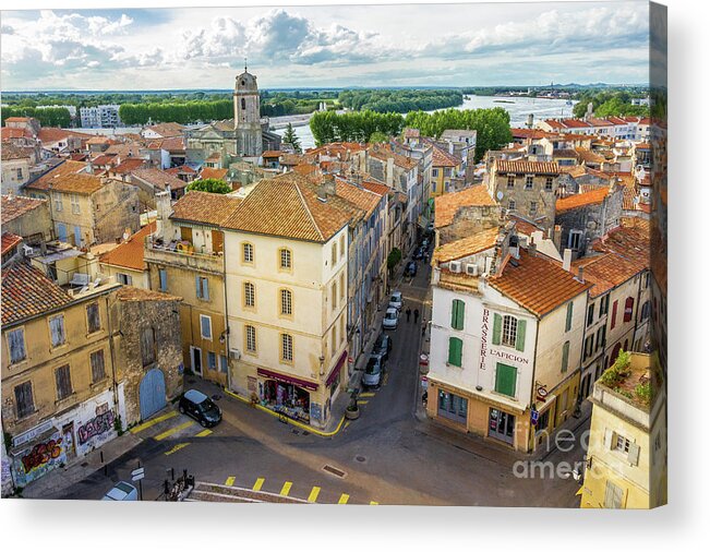 Liesl Walsh Acrylic Print featuring the photograph Arial View of Arles, France by Liesl Walsh