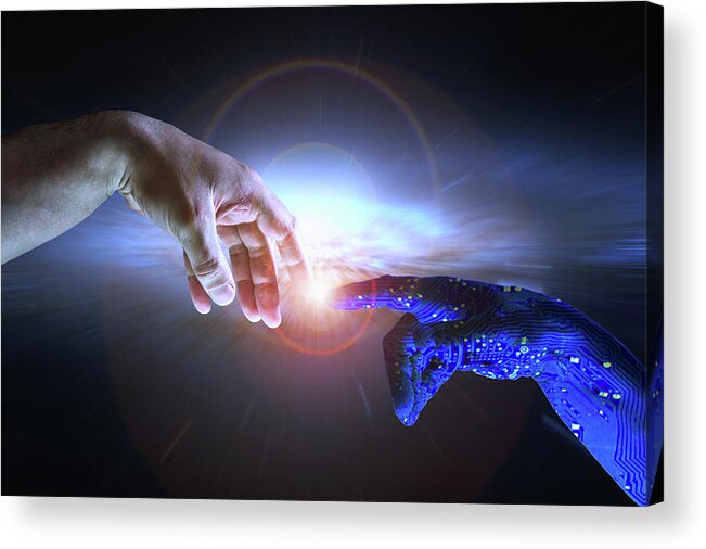 Michelangelo Acrylic Print featuring the photograph The Hand of AI by John Williams