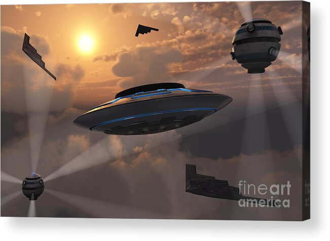 Medium Group Of Objects Acrylic Print featuring the digital art Artists Concept Of Alien Stealth by Mark Stevenson