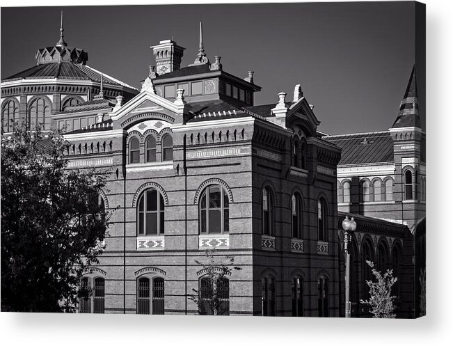 Arts And Industries Building Acrylic Print featuring the photograph Arts and Industries Building In Black and White by Greg and Chrystal Mimbs