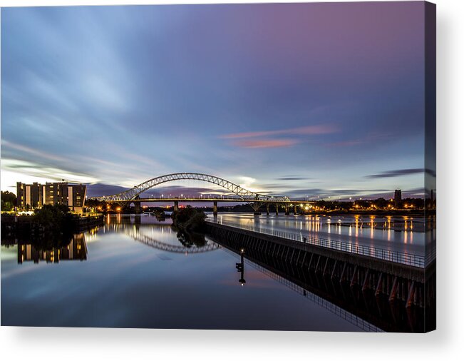 Runcorn Acrylic Print featuring the photograph As Day Turns to Night by Michael Pardoe