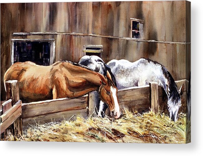 Animal Acrylic Print featuring the painting At The Feed Bank by Connie Williams