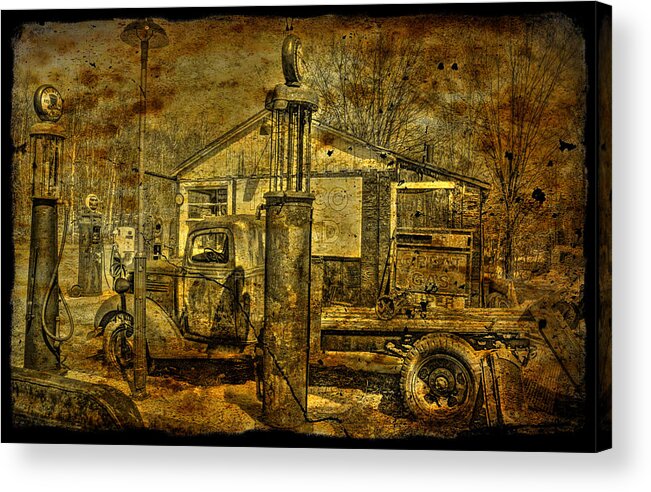 Aged Default Acrylic Print featuring the photograph AT THE PUMPS No.7009A1 by Janice Adomeit