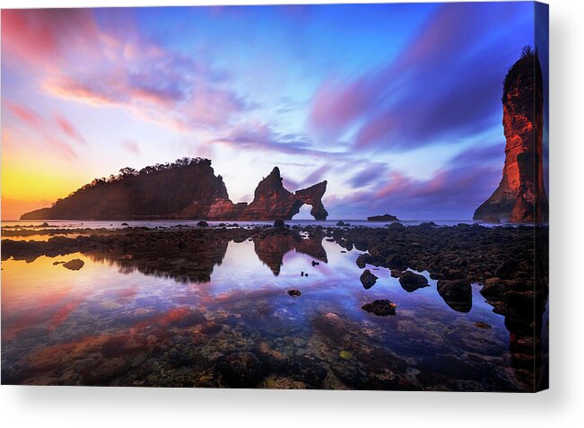 Asia Acrylic Print featuring the photograph Atuh beach dawn break scene by Pradeep Raja Prints