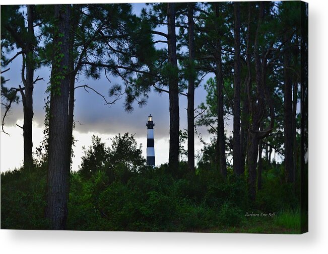 Obx Sunrise Acrylic Print featuring the photograph August 9 Bodie Lt House by Barbara Ann Bell