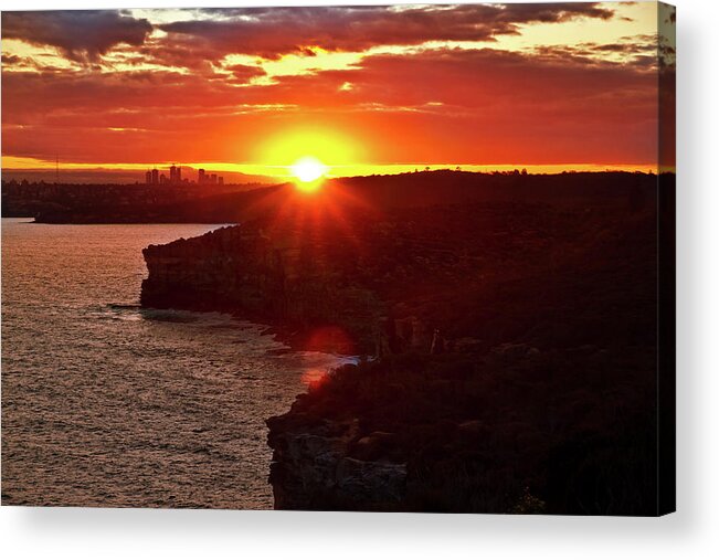 Sunset Acrylic Print featuring the photograph August Sunset From North Head by Miroslava Jurcik