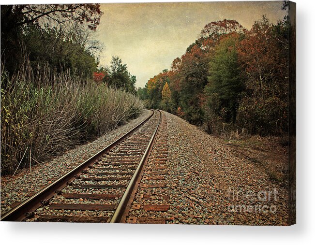 Railroad Acrylic Print featuring the photograph Autumn Around the Bend by Lisa Porier
