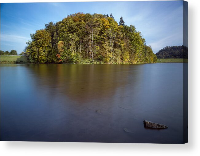 Iberg Acrylic Print featuring the photograph Autumn at the Iberg Dam by Andreas Levi