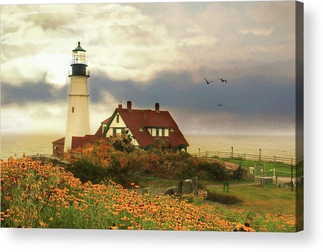 Lighthouse Acrylic Print featuring the photograph Autumn in Portland by Lori Deiter