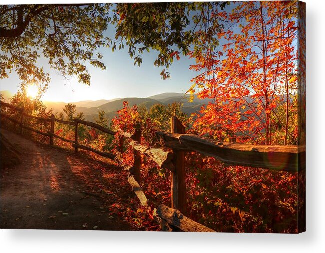 Autumn Landscape From Cataloochee In The Great Smoky Mountains National Park Acrylic Print featuring the photograph Autumn Landscape from Cataloochee in the Great Smoky Mountains National Park by Carol Montoya