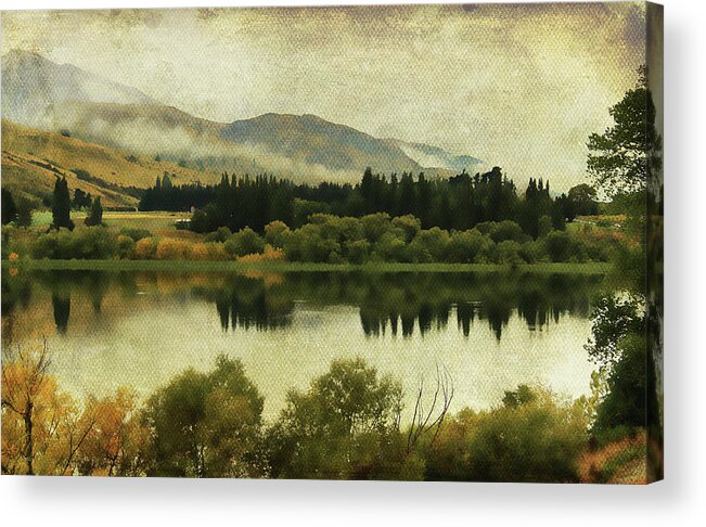 Lake Acrylic Print featuring the digital art Autumn on the Lake by Margaret Hormann Bfa