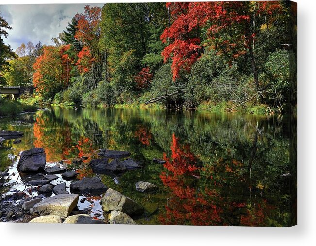 Autumn River Landscape Acrylic Print featuring the photograph Autumn River Landscape by Carol Montoya