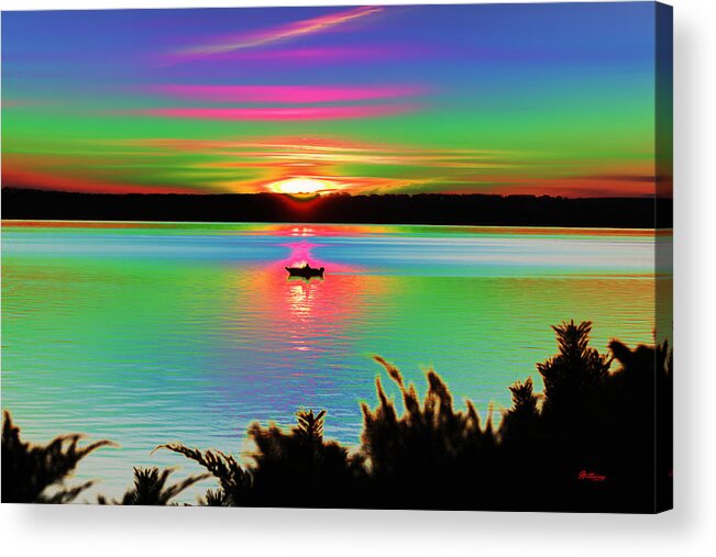 Water Acrylic Print featuring the digital art Autumn Sunset by Gregory Murray