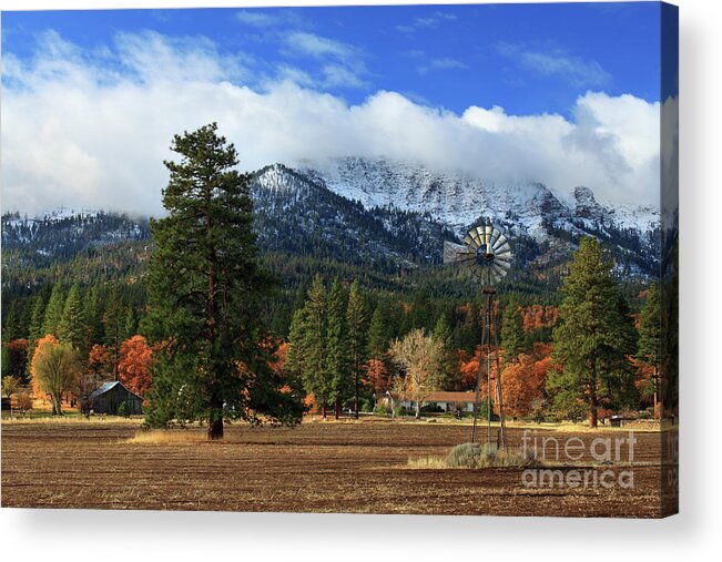 Landscape Acrylic Print featuring the photograph Autumn Windmill At Thompson Peak by James Eddy