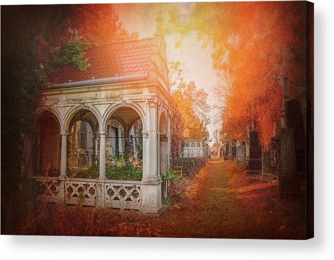 Cemetery Acrylic Print featuring the photograph Autumnal Historic Cemetery Vienna Austria by Carol Japp
