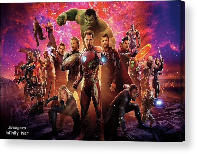 Avengers Acrylic Print featuring the mixed media Avengers Infinity War by Movie Poster Prints