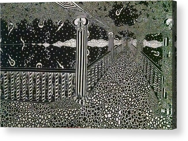 Pen And Ink Acrylic Print featuring the drawing Babylon by Red Gevhere