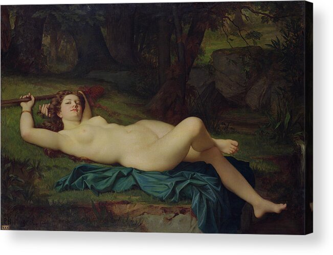 Bacchante Acrylic Print featuring the painting Bacchante by Pierre Honore Hugrel