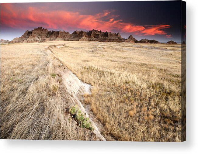 South Dakota Acrylic Print featuring the photograph Badlands Sunset by Eric Foltz