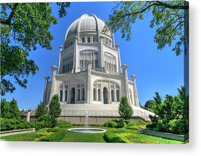 Illinois Acrylic Print featuring the photograph Bahai Temple in Wilmette IL by Alan Toepfer